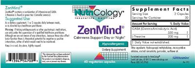 Photo of the NutriCology ZenMind label