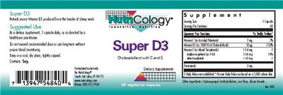Photo of the NutriCology Super D3 label