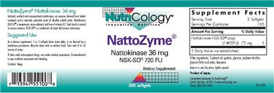 Photo of the NutriCology NattoZyme Nattokinase 36 mg label