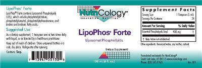 Photo of the NutriCology LipoPhos Forte label