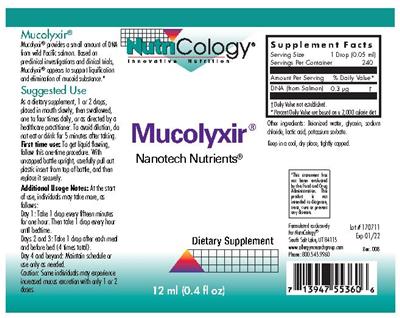 Photo of the NutriCology Mucolyxir label