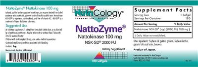 Product label for NattoZyme Nattokinase 100 mg