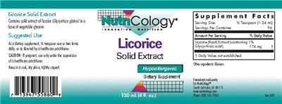 Photo of the NutriCology Licorice Solid Extract label