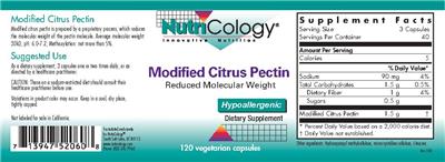 Photo of the NutriCology Modified Citrus Pectin label
