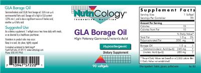 Photo of the NutriCology GLA Borage Oil label