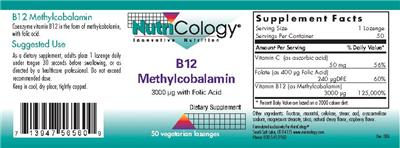 Photo of the NutriCology B12 Methylcobalamin label