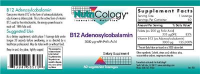 Photo of the NutriCology B12 Adenosylcobalamin label