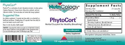 Photo of the NutriCology PhytoCort label