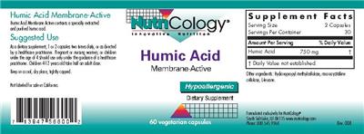Photo of the NutriCology Humic Acid label