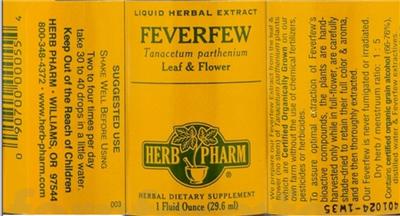 Photo of the Herb Pharm Feverfew label