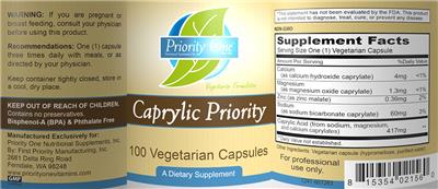 Photo of the Priority One Nutritional Supplements Caprylic Priority label