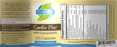 Photo of the Priority One Nutritional Supplements Cardio Plus label