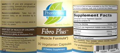 Photo of the Priority One Nutritional Supplements Fibro Plus label