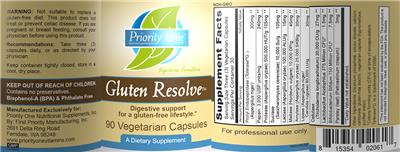 Product label for Gluten Resolve