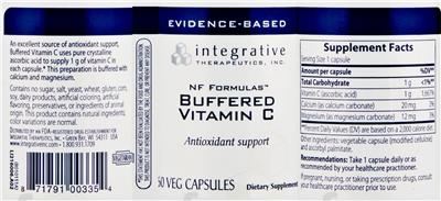 Photo of the Integrative Therapeutics Buffered Vitamin C label