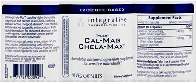 Photo of the Integrative Therapeutics Cal-Mag Chela-Max label
