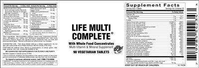 Photo of the Vitamer Laboratories Life Multi Complete label