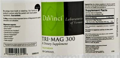 Photo of the DaVinci Laboratories Of Vermont Tri-Mag 300 label