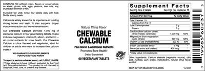 Photo of the Vitamer Laboratories Chewable Calcium Natural Citrus Flavor label