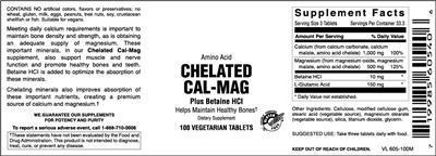 Photo of the Vitamer Laboratories Chelated Cal-Mag label