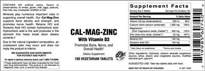 Photo of the Vitamer Laboratories Cal-Mag-Zinc With Vitamin D3 label