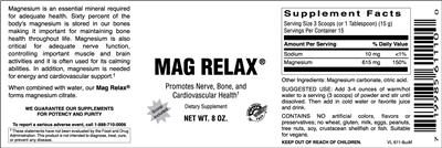 Photo of the Vitamer Laboratories Mag Relax label