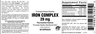 Photo of the Vitamer Laboratories Iron Complex 29 mg label