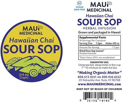 Photo of the Maui Medicinal Hawaiian Chai Sour Sop label