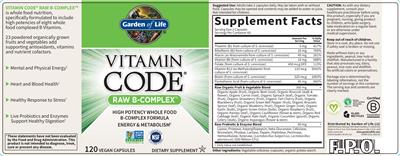 Product label for Raw B-Complex