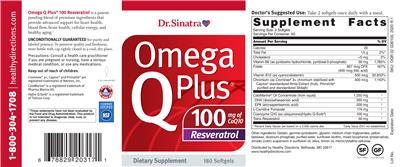 Photo of the Dr. Sinatra Omega Q Plus 100 Resveratrol label