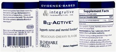 Photo of the Integrative Therapeutics B12-Active Delicious Cherry Flavor label