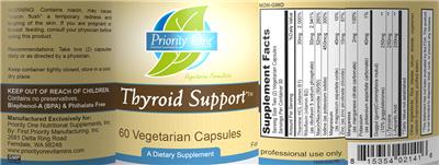 Photo of the Priority One Nutritional Supplements Thyroid Plus label