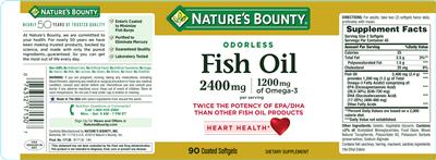 Photo of the Nature's Bounty Fish Oil 2400 mg label