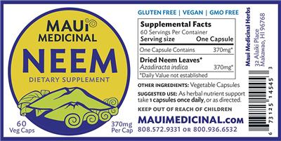 Photo of the Maui Medicinal Neem label