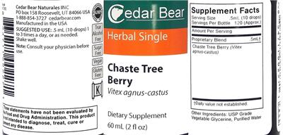Photo of the Cedar Bear Chaste Tree Berry label