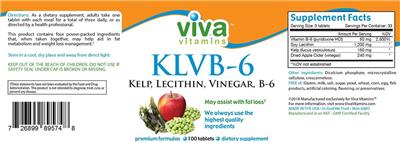 Photo of the Viva Vitamins KLVB-6 label
