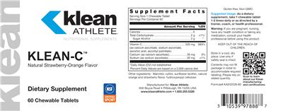 Photo of the Klean Athlete Klean-C Natural Strawberry-Orange Flavor label