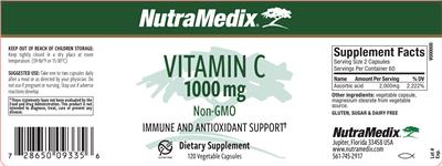 Photo of the NutraMedix Vitamin C 1000 mg label