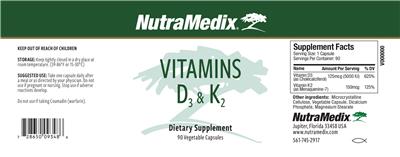Photo of the NutraMedix Vitamins D3 & K2 label