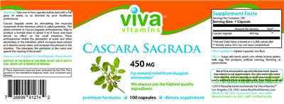 Photo of the Viva Vitamins Cascara Sagrada 450 mg label