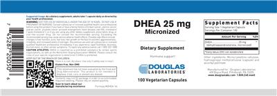 Photo of the Douglas Laboratories DHEA 25 mg Micronized label
