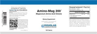 Photo of the Douglas Laboratories Amino-Mag 200 label