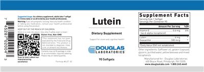 Photo of the Douglas Laboratories Lutein label