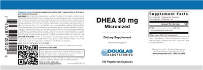 Photo of the Douglas Laboratories DHEA 50 mg Micronized label