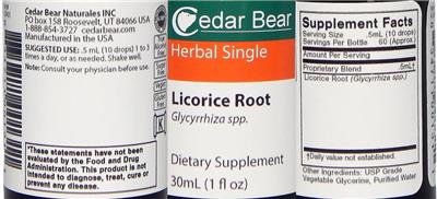 Photo of the Cedar Bear Licorice Root label