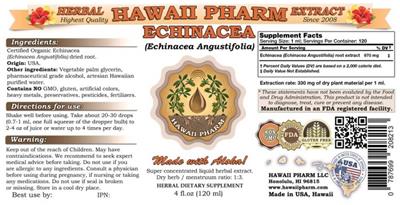 Photo of the Hawaii Pharm Echinacea (Echinacea angustifolia) label