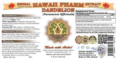 Photo of the Hawaii Pharm Dandelion label
