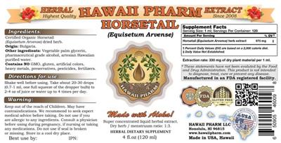 Photo of the Hawaii Pharm Horsetail label