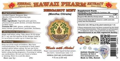 Photo of the Hawaii Pharm Bergamot Mint label