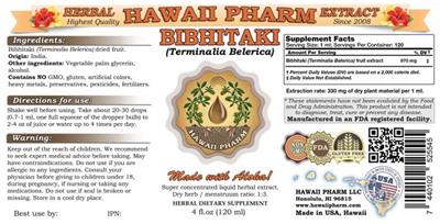 Photo of the Hawaii Pharm Bibhitaki label